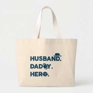 Grand Tote Bag Mari. Papa. Héros. Graphisme rétro