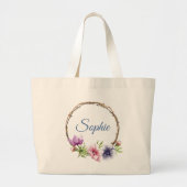 Grand Tote Bag Mariage de fleurs d'anémone aquarelle (Devant)
