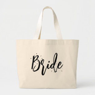 Grand Tote Bag Mariée Rose Mignon Amusant Écriture Calligraphique