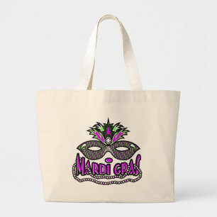 Grand Tote Bag Masque et perles de mardi gras de KRW