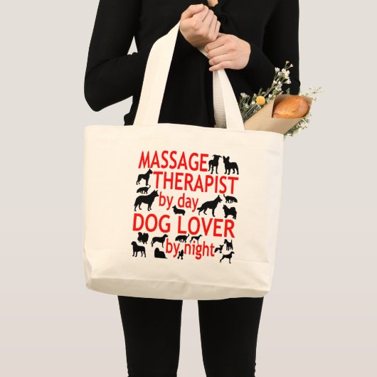 Grand Tote Bag Massage Amoureux des chiens (Devant (produit))