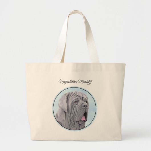 Grand Tote Bag Mastiff Neopolitan Peinture Gris Original Chien Ar (Devant)