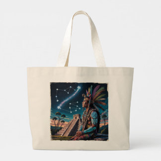 Grand Tote Bag Mayan Shaman Stargazer Calendrier et glyphes ancie