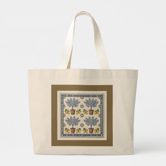 Grand Tote Bag Mediterranean Topiary Tree Pattern Elegant Tote Ba (Dos)