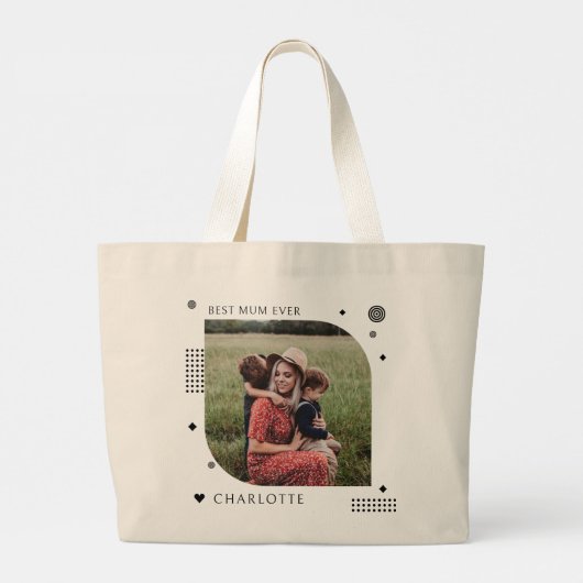 Grand Tote Bag Meilleure maman Jamais Nom Photo tendance Simple m (Dos)