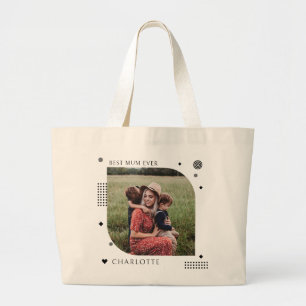 Grand Tote Bag Meilleure maman Jamais Nom Photo tendance Simple m