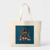 Grand Tote Bag Meilleure maman Newfie jamais Floral Chien de Terr (Devant)