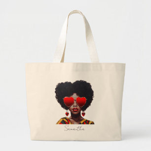 Grand Tote Bag Melanin Magic : Black Queen Rocking Heart Shades