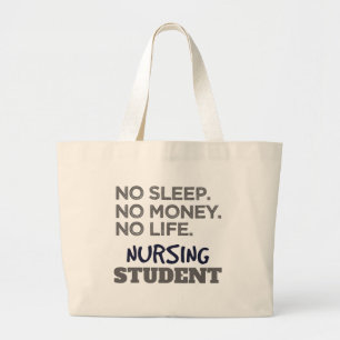 Grand Tote Bag Mème de l'école infirmière Pas d'argent du sommeil