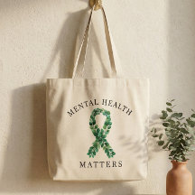 Mental Health Matters Botanical Green Ribbon