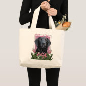 Grand Tote Bag Merci - Labrador - noir - mesure (Devant (produit))
