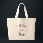 Grand Tote Bag Mère de la mariée<br><div class="desc">Ce sac fourre-tout vintage mignon est la meilleure idée cadeau pour la mère de la mariée en mariage. Ce sac fourre-tout est parfait pour votre mère dans votre vie grand jour. Il est parfait pour elle de garder tout mariage en un seul endroit.</div>