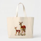 Grand Tote Bag Mère Deer et Fawn (Devant)