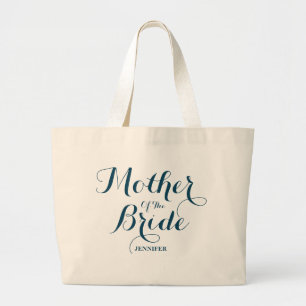 Grand Tote Bag Mère mariage bleu marine personnalisée de la marié