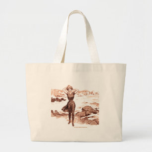 Grand Tote Bag Mermaid Beach Gibson Girl Victorian Antique