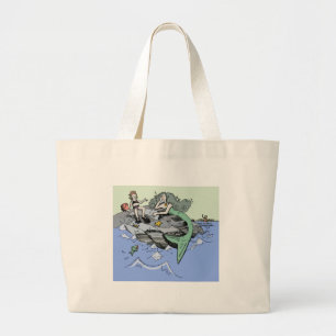 Grand Tote Bag Mermaid littoral mignon dessin animé plage art pou