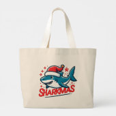 Grand Tote Bag Merry Sharkmas, Christmas Shark, Funny Shark Xmas (Dos)
