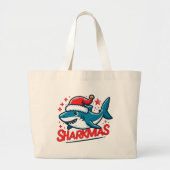 Grand Tote Bag Merry Sharkmas, Christmas Shark, Funny Shark Xmas (Devant)