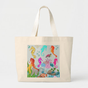 Grand Tote Bag Merveille sous-marine Hippocampe Splendor Carrall