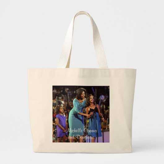 Grand Tote Bag Michelle Obama et filles (Devant)