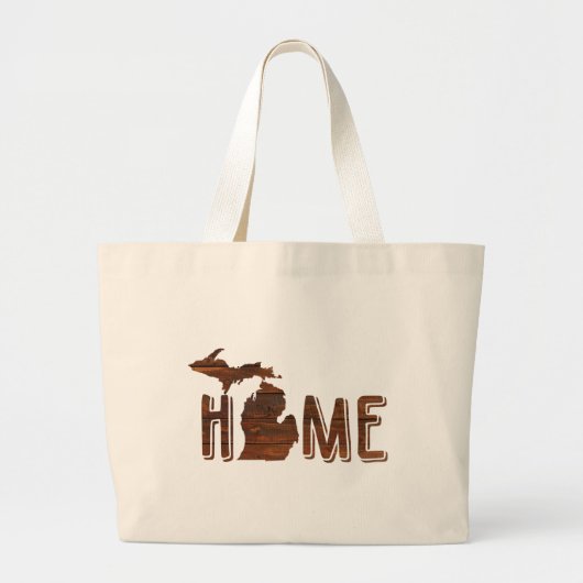 Grand Tote Bag Michigan | Silhouette en bois Brown | Belle (Devant)