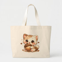 Mignon Chat aux Glands d'Automne Kawaii – Joli Cha
