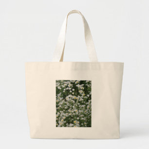 Grand Tote Bag Mini blanc et jaune petite Fleurs d'aster