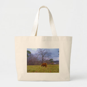 Grand Tote Bag Miniature brun cheval bleu ciel