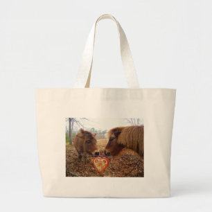 Grand Tote Bag Miniature Donkey & Horse Valentine Heart
