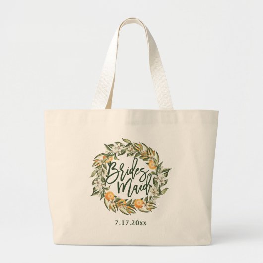 Grand Tote Bag Miniature en forme de couronne botanique d'agrumes (Devant)
