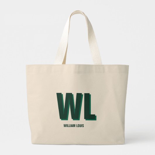 Grand Tote Bag Minimalist Emerald Green Personalized Monogram (Dos)