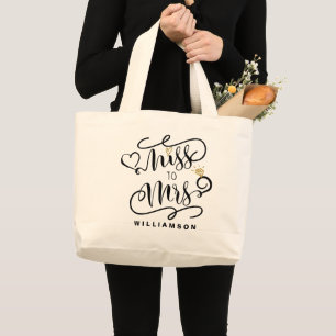 Grand Tote Bag Mlle To Mme noir de et coeur et anneau de