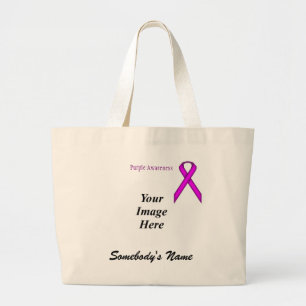 Grand Tote Bag Modèle de ruban standard violet par Kenneth Yoncic