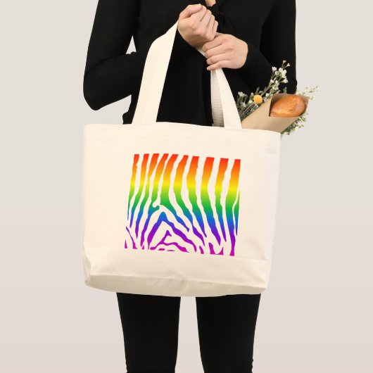 Grand Tote Bag Modèle Rainbow Zebra (Devant (produit))