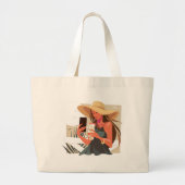 Grand Tote Bag Modern Art Girl With A Hat (Devant)