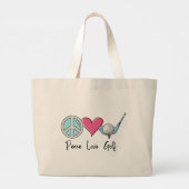 Grand Tote Bag Moderne Chic Maman Paix Amour Golf Femme Golfeuse (Dos)
