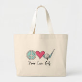 Grand Tote Bag Moderne Chic Maman Paix Amour Golf Femme Golfeuse (Devant)