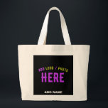 GRAND TOTE BAG MODERNE ET MODERNE PERSONNALISABLE NOIR VÉRIFIÉ<br><div class="desc">VOUS POUVEZ CHANGER,  REDIMENSIONNER OU AJOUTER LOGO,  PHOTO,  TEXTE ET COULEURS COMME VOUS LE SOUHAITEZ.MERCI.</div>