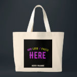 GRAND TOTE BAG MODERNE ET MODERNE PERSONNALISABLE NOIR VÉRIFIÉ<br><div class="desc">VOUS POUVEZ CHANGER,  REDIMENSIONNER OU AJOUTER LOGO,  PHOTO,  TEXTE ET COULEURS COMME VOUS LE SOUHAITEZ.MERCI.</div>