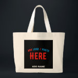 GRAND TOTE BAG MODERNE ET MODERNE PERSONNALISABLE NOIR VÉRIFIÉ<br><div class="desc">VOUS POUVEZ CHANGER,  REDIMENSIONNER OU AJOUTER LOGO,  PHOTO,  TEXTE ET COULEURS COMME VOUS LE SOUHAITEZ.MERCI.</div>