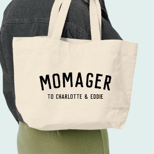 Grand Tote Bag Momager   Modern Mom Manager Noms des enfants