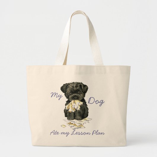Grand Tote Bag Mon Affenpinscher A Mangé Mon Plan De Leçon (Devant)