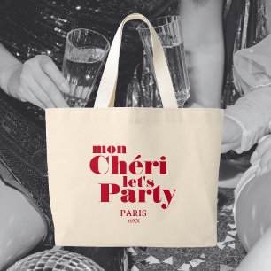 Grand Tote Bag Mon Cherie Faisons la fête Cherry Red Bold