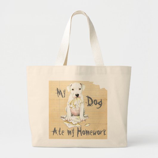 Grand Tote Bag Mon Dogo A Mangé Mes Devoirs (Devant)