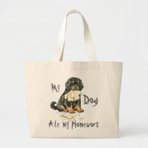 Grand Tote Bag Mon Mastiff Tibétain A Mangé Mes Devoirs