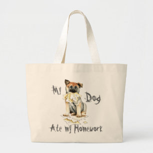 Grand Tote Bag Mon Norvégien Elkhound A Mangé Mes Devoirs