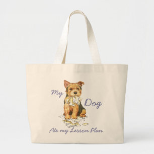 Grand Tote Bag Mon Norwich Terrier a mangé mon plan de leçon