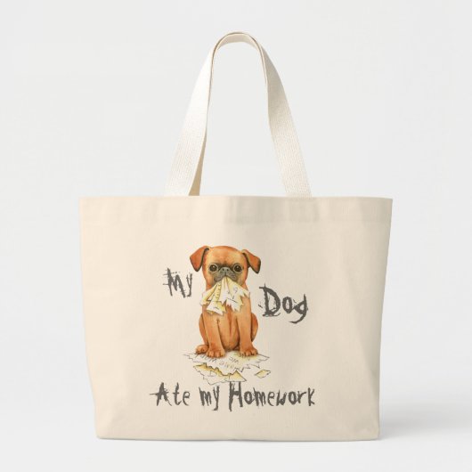Grand Tote Bag Mon Petit Brabancon a mangé mes devoirs (Devant)