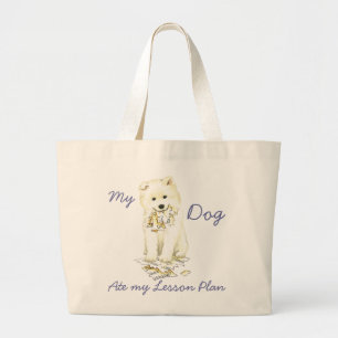 Grand Tote Bag Mon plan de leçon Samoyed Ate