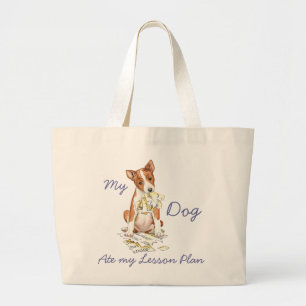 Grand Tote Bag Mon Plan De Leçons De Basenji Mangé